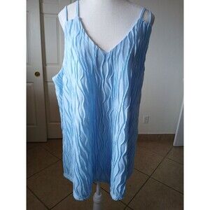 Bloomchic Womens‎ Blouse Top Sleeveless Blue Plus Size 18/20 Textured V-neck